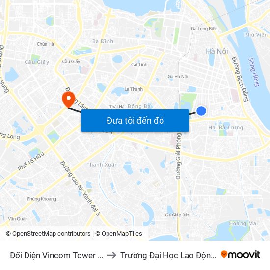 Đối Diện Vincom Tower - Bà Triệu to Trường Đại Học Lao Động - Xã Hội map