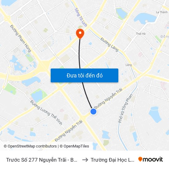 Trước Số 277 Nguyễn Trãi - Bách Hóa Giày Thượng Đình to Trường Đại Học Lao Động - Xã Hội map