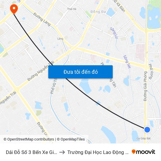 Dải Đỗ Số 3 Bến Xe Giáp Bát to Trường Đại Học Lao Động - Xã Hội map