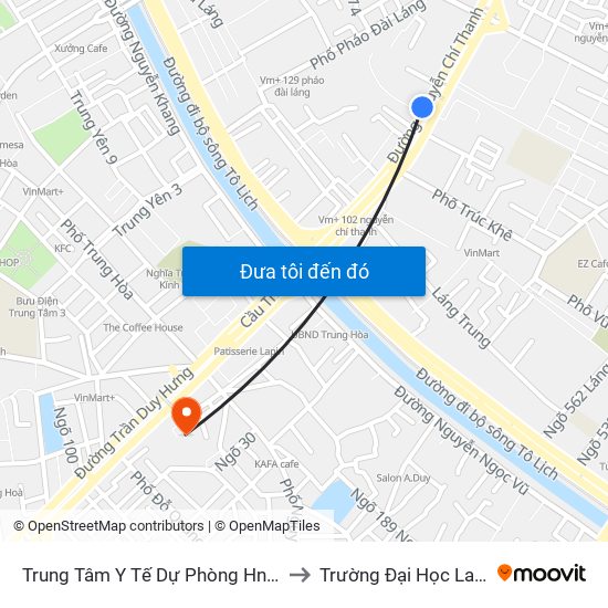 Trung Tâm Y Tế Dự Phòng Hn - 70 Nguyễn Chí Thanh to Trường Đại Học Lao Động - Xã Hội map