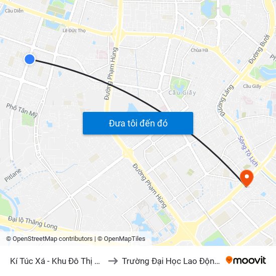 Kí Túc Xá - Khu Đô Thị Mỹ Đình II to Trường Đại Học Lao Động - Xã Hội map