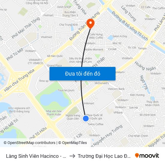 Làng Sinh Viên Hacinco - Nguyễn Tuân to Trường Đại Học Lao Động - Xã Hội map