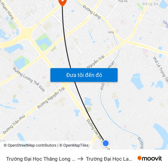 Trường Đại Học Thăng Long - Nghiêm Xuân Yêm to Trường Đại Học Lao Động - Xã Hội map