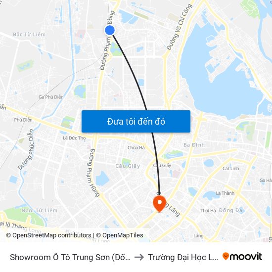 Showroom Ô Tô Trung Sơn (Đối Diện 315 Phạm Văn Đồng) to Trường Đại Học Lao Động - Xã Hội map