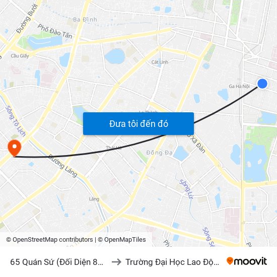 65 Quán Sứ (Đối Diện 80 Quán Sứ) to Trường Đại Học Lao Động - Xã Hội map