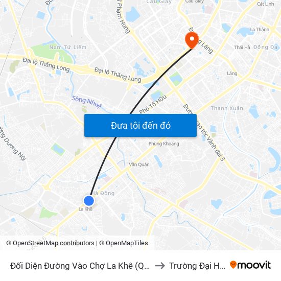 Đối Diện Đường Vào Chợ La Khê (Qua Ga Metro La Khê) - 405 Quang Trung (Hà Đông) to Trường Đại Học Lao Động - Xã Hội map