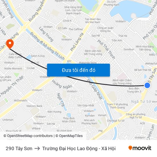 290 Tây Sơn to Trường Đại Học Lao Động - Xã Hội map