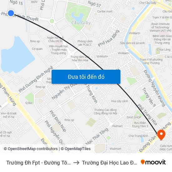 Trường Đh Fpt - Đường Tôn Thất Thuyết to Trường Đại Học Lao Động - Xã Hội map