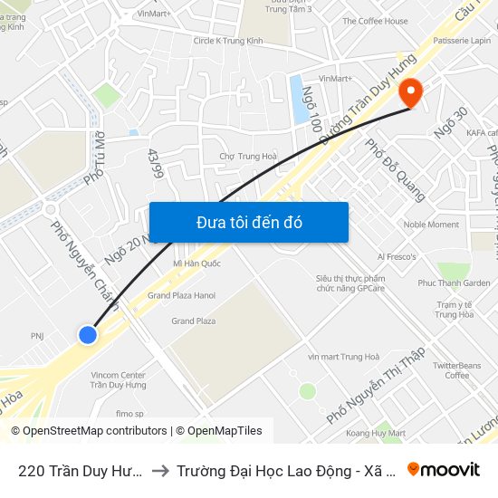 220 Trần Duy Hưng to Trường Đại Học Lao Động - Xã Hội map