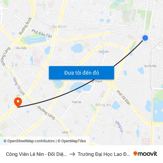 Công Viên Lê Nin - Đối Diện 35 Trần Phú to Trường Đại Học Lao Động - Xã Hội map