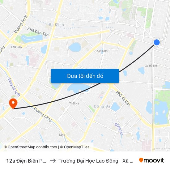 12a Điện Biên Phủ to Trường Đại Học Lao Động - Xã Hội map