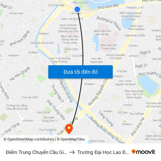 Điểm Trung Chuyển Cầu Giấy - Thủ Lệ 02 to Trường Đại Học Lao Động - Xã Hội map