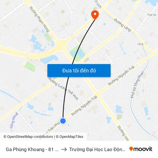 Ga Phùng Khoang - 81 Trần Phú to Trường Đại Học Lao Động - Xã Hội map