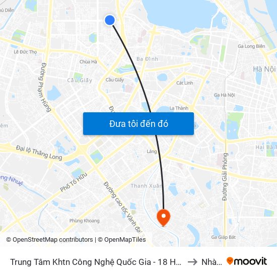 Trung Tâm Khtn Công Nghệ Quốc Gia - 18 Hoàng Quốc Việt to Nhà S1 map