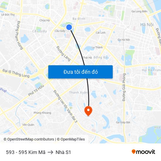 593 - 595 Kim Mã to Nhà S1 map