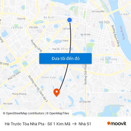 Hè Trước Tòa Nhà Pta - Số 1 Kim Mã to Nhà S1 map