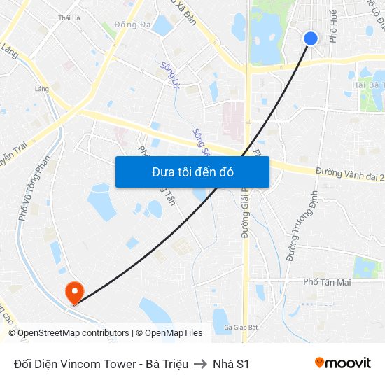 Đối Diện Vincom Tower - Bà Triệu to Nhà S1 map