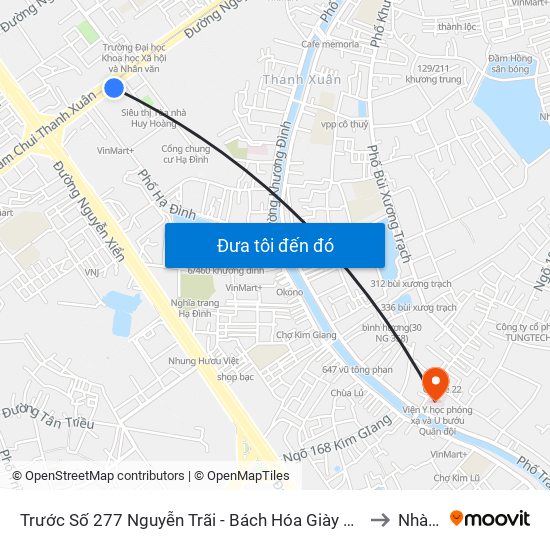 Trước Số 277 Nguyễn Trãi - Bách Hóa Giày Thượng Đình to Nhà S1 map