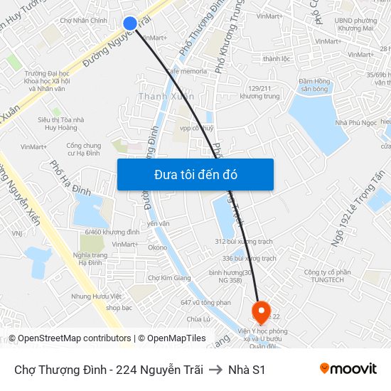 Chợ Thượng Đình - 224 Nguyễn Trãi to Nhà S1 map