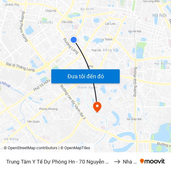 Trung Tâm Y Tế Dự Phòng Hn - 70 Nguyễn Chí Thanh to Nhà S1 map