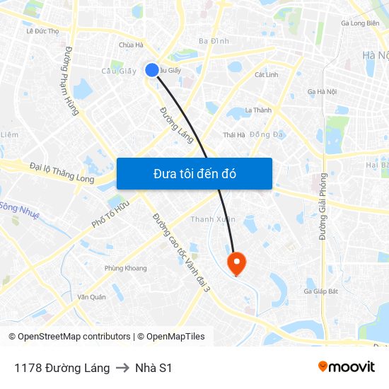 1178 Đường Láng to Nhà S1 map