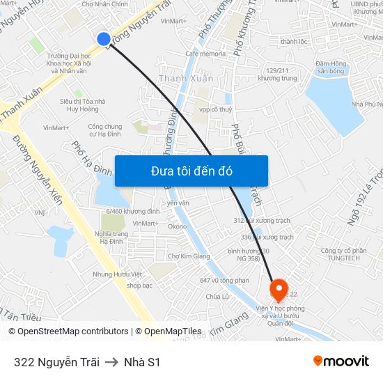 322 Nguyễn Trãi to Nhà S1 map