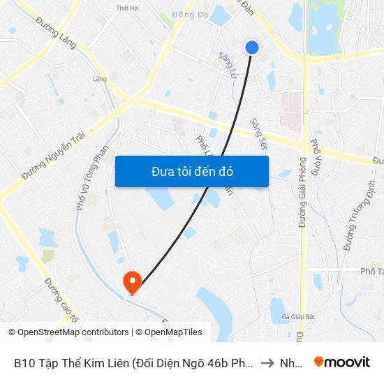 B10 Tập Thể Kim Liên (Đối Diện Ngõ 46b Phạm Ngọc Thạch) to Nhà S1 map