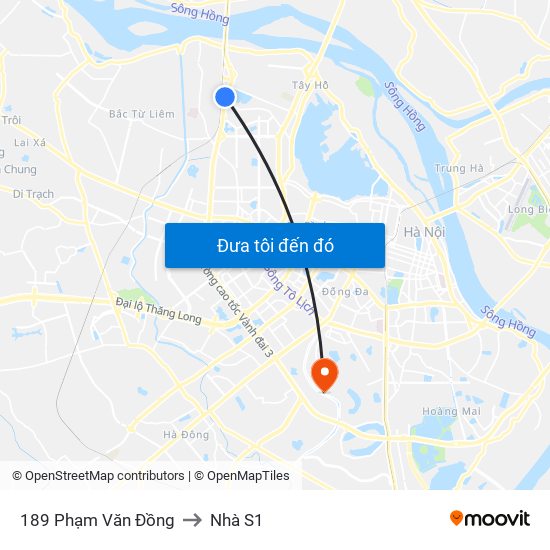 189 Phạm Văn Đồng to Nhà S1 map