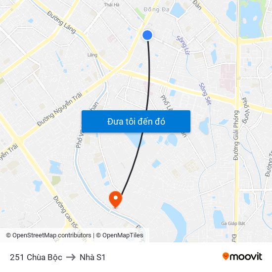 251 Chùa Bộc to Nhà S1 map