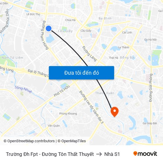 Trường Đh Fpt - Đường Tôn Thất Thuyết to Nhà S1 map