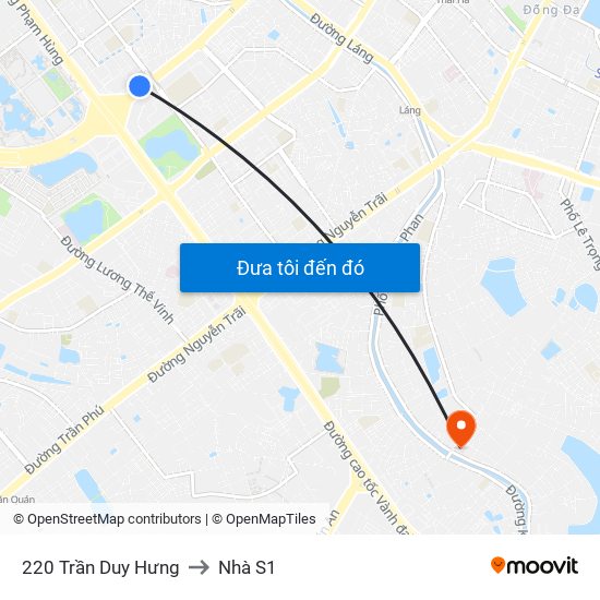 220 Trần Duy Hưng to Nhà S1 map