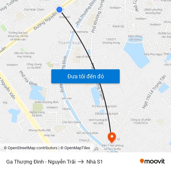 Ga Thượng Đình - Nguyễn Trãi to Nhà S1 map