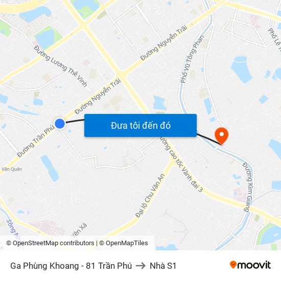 Ga Phùng Khoang - 81 Trần Phú to Nhà S1 map