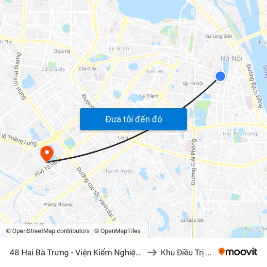 48 Hai Bà Trưng - Viện Kiểm Nghiệm Thuốc Trung Ương to Khu Điều Trị Tổng Hợp map