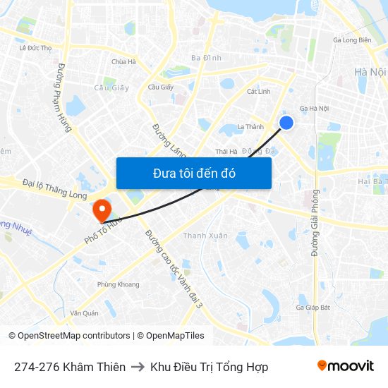 274-276 Khâm Thiên to Khu Điều Trị Tổng Hợp map