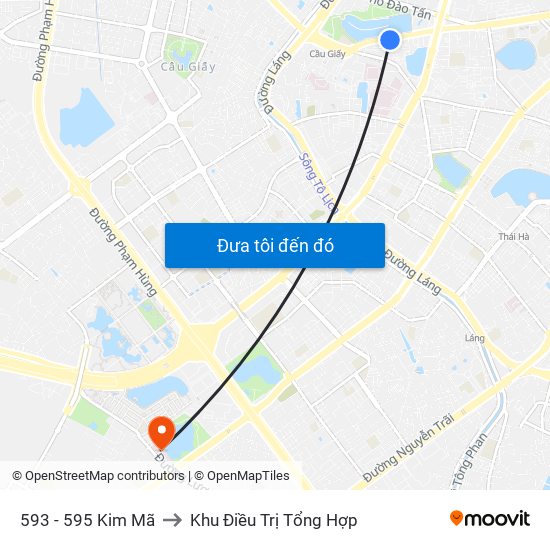 593 - 595 Kim Mã to Khu Điều Trị Tổng Hợp map