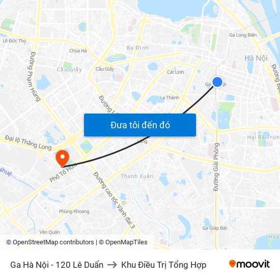 Ga Hà Nội - 120 Lê Duẩn to Khu Điều Trị Tổng Hợp map