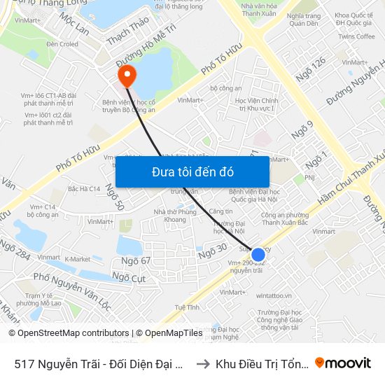 517 Nguyễn Trãi - Đối Diện Đại Học Hà Nội to Khu Điều Trị Tổng Hợp map