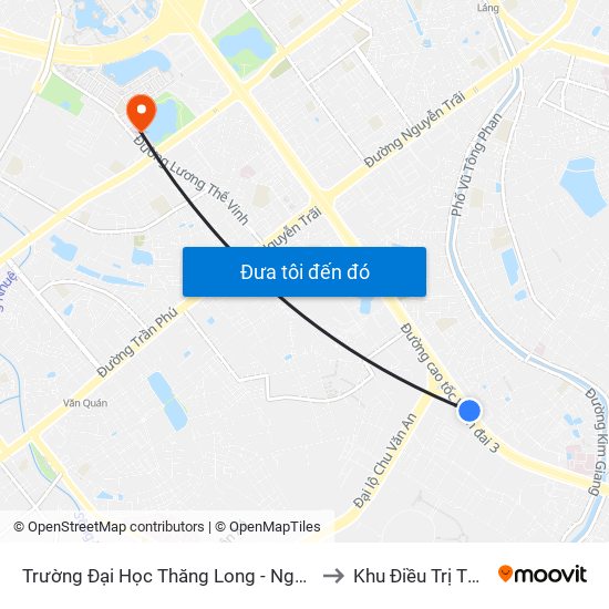 Trường Đại Học Thăng Long - Nghiêm Xuân Yêm to Khu Điều Trị Tổng Hợp map