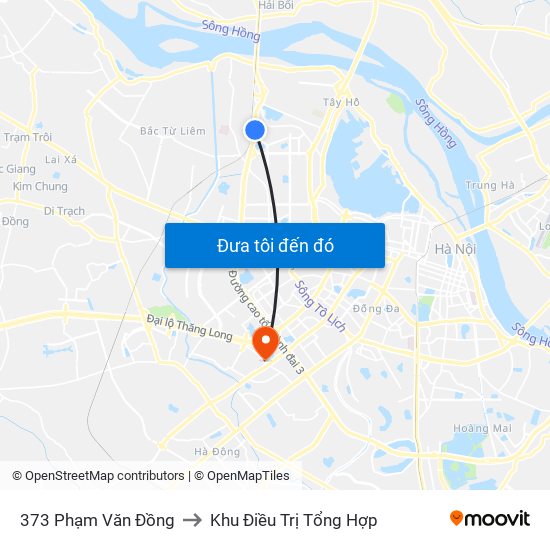 373 Phạm Văn Đồng to Khu Điều Trị Tổng Hợp map