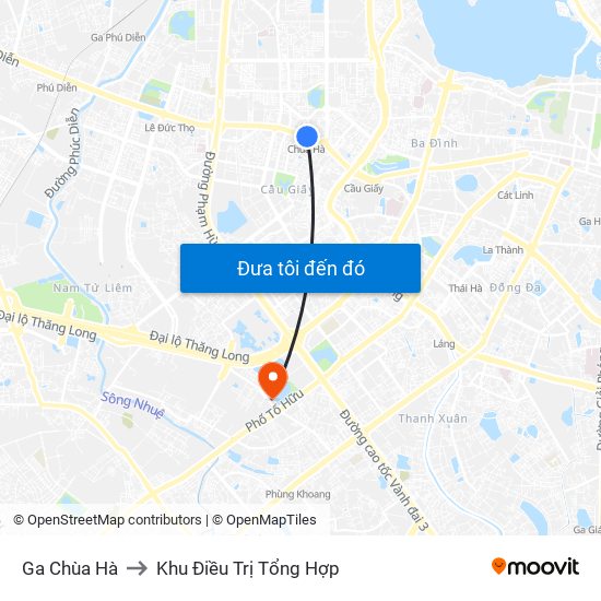 Ga Chùa Hà to Khu Điều Trị Tổng Hợp map