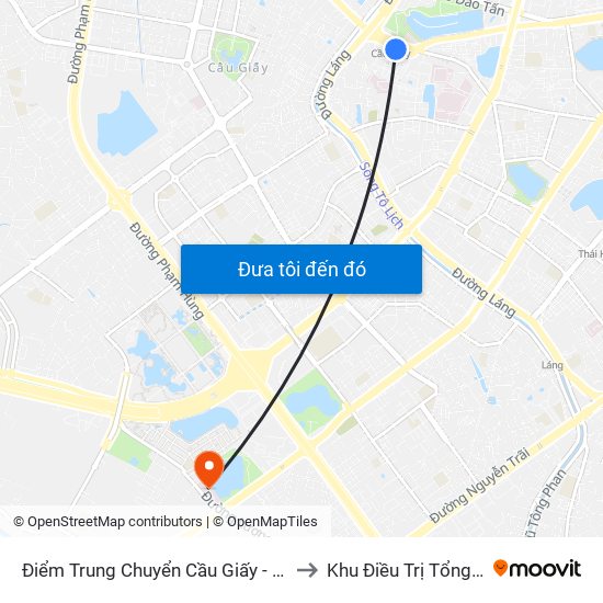 Điểm Trung Chuyển Cầu Giấy - Gtvt 02 to Khu Điều Trị Tổng Hợp map