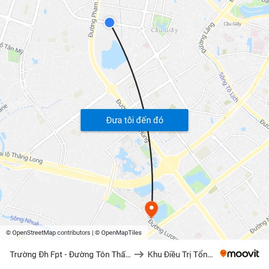 Trường Đh Fpt - Đường Tôn Thất Thuyết to Khu Điều Trị Tổng Hợp map