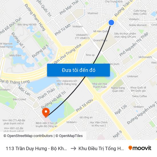 113 Trần Duy Hưng - Bộ Khcn to Khu Điều Trị Tổng Hợp map