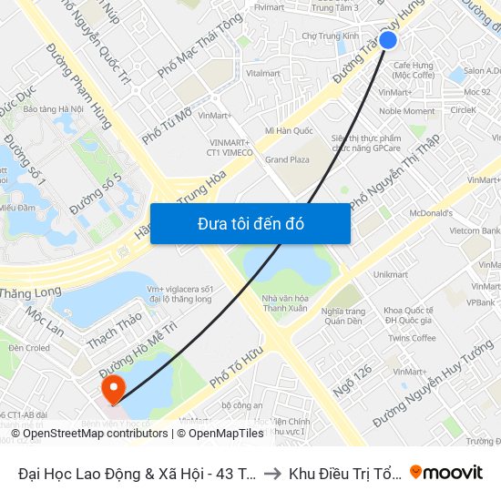 Đại Học Lao Động & Xã Hội - 43 Trần Duy Hưng to Khu Điều Trị Tổng Hợp map