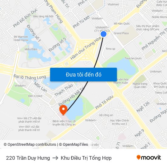 220 Trần Duy Hưng to Khu Điều Trị Tổng Hợp map