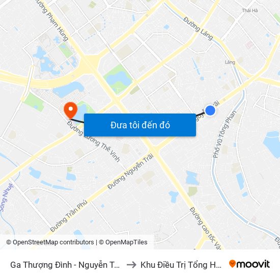 Ga Thượng Đình - Nguyễn Trãi to Khu Điều Trị Tổng Hợp map