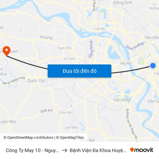 Công Ty May 10 - Nguyễn Văn Linh to Bệnh Viện Đa Khoa Huyện Thạch Thất map