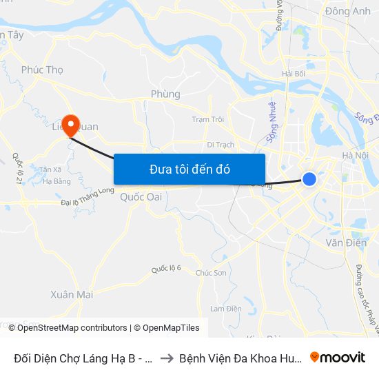 Đối Diện Chợ Láng Hạ B - 564 Đường Láng to Bệnh Viện Đa Khoa Huyện Thạch Thất map