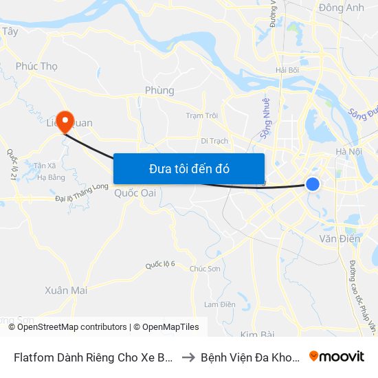 Flatfom Dành Riêng Cho Xe Buýt Trước Nhà 45 Đường Láng to Bệnh Viện Đa Khoa Huyện Thạch Thất map